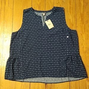 Bass Sleeveless Navy XXL Hi-LO 100% Rayon Top NWT